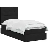 vidaXL Lit de rangement à LED avec matelas, noir, 90 x 200 cm, tissu