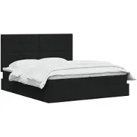 vidaXL Lit coffre LED avec matelas, noir, 180 x 200 cm, tissu