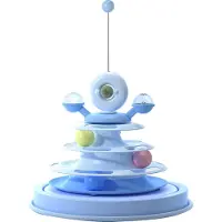 Gistuch Jouets interactifs pour chats 3 -Boules -Traces Sûr Durable Anti -Glissement -Montage Facile -Tourniquet pour Famille Bleu Intérieur