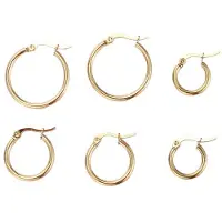 Typecat 3 Paires de Boucles D'Oreilles en Acier Inoxydable pour les Femmes - Or 15mm 20mm 25mm