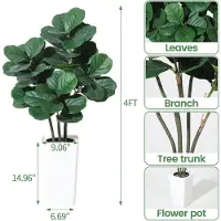 StarTech.com Ficus lyrata artificiel - Arbre décoratif - 122 cm - Pot en céramique blanc - Pour intérieur - À poser au sol - Polyester