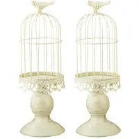 Torribaly Lot de 2 bougeoirs vintage en forme de cage à oiseaux, accessoires de décoration de table de mariage, Meta