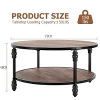 StarTech.com Table basse - Table ronde pour salon - 2 niveaux avec espace de rangement - Bois, design minimaliste - Ø 72 x 48 cm - Couleur kaki foncé