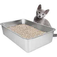 OEM Bac à litière en acier - durable et antidérapant - 1 pièce - 50 x 35 x 10 cm