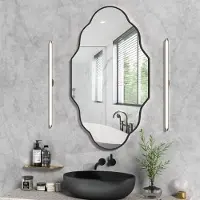 StarTech.com Miroir asymétrique - Miroir mural et de maquillage - Grossissement - Design moderne - Cadre en alliage de zinc - Environ 20 cm - Cadre noir de style lanterne