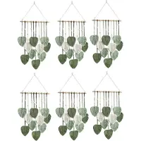 Torribaly Lot de 6 décorations murales en macramé à motif de feuilles, style bohème, pour la maison
