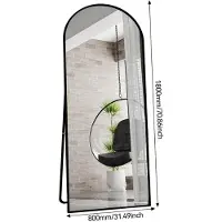 StarTech.com Miroir à mi-corps - Miroir mural et au sol - 180 x 80 cm - Forme incurvée - Cadre en aluminium - Verre HD - Noir