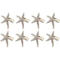 Torribaly Lot de 8 ronds de serviette en cristal en forme d'étoile de mer, strass