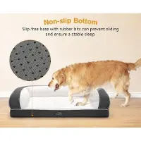 Famanu Hundesofa d'angle orthopédique pour chiens - Gris, L 89 x P 56 x H 18 cm