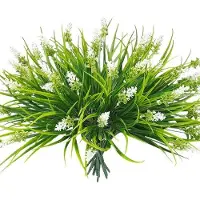 OEM Fleurs de lavande artificielles - Décoration en gazon synthétique - Décoration d'extérieur - Fleurs en plastique résistantes aux intempéries - Bouquet de 45 cm - Blanc