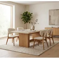 Xl Moebel Gmbh Table de salle à manger moderne, beige, en bois naturel, design élégant, luxueux, table de cuisine en bois massif