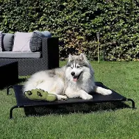 Famanu Lit pour chien d'extérieur, modèle XL - Conception stable avec une bonne circulation de l'air - Noir