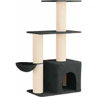 vidaXL Arbre à chat avec poteaux à griffer en sisal, gris foncé, 133 cm
