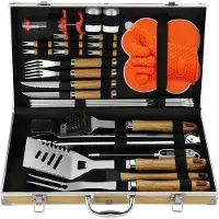 OEM Set de barbecue professionnel pour l'extérieur - Set de barbecue durable en acier inoxydable - Set de 30 pièces pour le barbecue en camping - Idéal pour les hommes et les femmes
