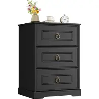 StarTech.com Table de chevet à 3 tiroirs - Petite commode d'appoint - Bois - Design moderne - 45,5 x 38 x 64 cm - Noir