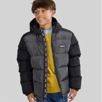 Bench Manteau matelassé à capuche vireo garçons - Gris foncé/Noir