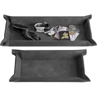 Markenlos Jeu de 2 plateaux rectangulaires en imitation cuir - Noir