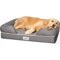 Markenlos Lit pour chien en mousse à mémoire de forme – confortable – adapté aux chiens de taille moyenne et grande – gris – 91 x 71 cm