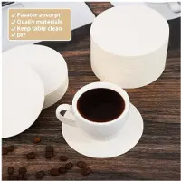 Typecat 400 Dessous de Verre en Papier Épais, Ronds et Jetables de 10 cm, en Carton Blanc, pour Mariages, Traiteurs, Bars, Loisirs Créatifs.