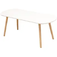 StarTech.com Table basse en bois - Table ovale scandinave pour le salon - Design moderne minimaliste - Table basse et table d'appoint - Idéale pour le salon et le balcon - Blanche