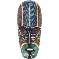 Semoic Masque en Bois Tenture Murale Sculpture sur Bois Massif Peint Facebook DéCoration Murale Bar DéCorations pour la Maison Masque Totem Africain