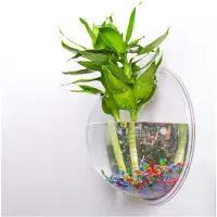 Semoic Pot de Plante Transparent Mural Suspendu pour Aquarium, Vase Rond en Acrylique, Bol à Bulles, Pot de Plante pour la Maison