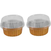 Semoic 200 Pièces Gobelets à Papier D'aluminium Jetables CrèMe BrûLéE Dessert Forme Ovale Cupcake Cups Avec Couvercles ŒUf à Cake Outils