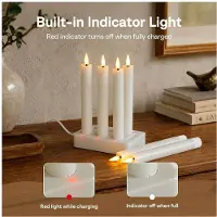 Kepptory Bougies LED Rechargeables avec Minuterie à Distance, Ensemble de 6 en Cire avec Station de Charge, Lumière Chaude Clignotante à Mèche 3D