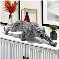 Semoic Sculpture Décorative Moderne en Résine Représentant un Léopard, Idéale pour la Maison, le Bar, le Salon, la Salle D'Étude ou Comme Cadeau