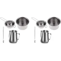Typecat 8 Set En Acier Inoxydable Double Chaudière à Long Manche Cire Melting Pot, Pichet et Cuillère de Mélange Bougie Fabrication de Savon, DIY Bougie