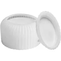 Tlily Moule en Silicone avec Couvercle Bougeoir Cylindrique, Bougie 3D Moule en Silicone Bricolage Bougeoir en Ciment Forme-B