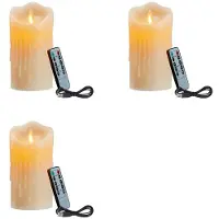 Typecat 3X Bougies LED, Bougies Scintillantes Sans Flamme, Bougie Rechargeable, Véritables Bougies en Cire avec Télécommande, 12,5 cm