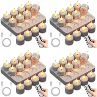 Typecat Bougies Chauffe-Plat Rechargeables Sans Flamme: Lot de 48 Bougies Chauffe-Plat à Piles, Bougies Votives LED à Effet Scintillant