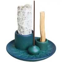 Torribaly Porte-Bâtons, Brûleur D'Encens Polyvalent Fait à la Main pour Bâtons D'Encens, Support de Sauge pour Brûler, Plateau Récupérateur de Cendres