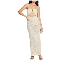 Kepptory Robe Maxi Tricotée Sans Manches à Dos Nu avec Découpe pour Femmes Comme Montré L