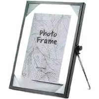 Kepptory Cadre Photo de Famille en Métal Transparent avec Fleurs Pressées Flottantes, Cadeau de Mariage, à Poser sur une Table A
