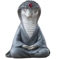 Semoic 2025 Année Du Serpent Ornement Résine Assis Méditant Serpent Voiture Figurines Sculpture Succulente Bonsaï Décorations A