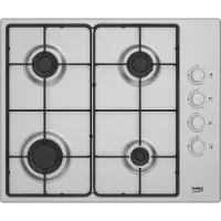 Beko HIGG641C3SX Table de cuisson à gaz encastrable, 4 brûleurs inox
