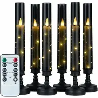 Semoic Lot de 6 Bougies Sans Flamme avec Minuterie, Bougies Piliers LED Sans Flamme à Effet Vacillant pour une Ambiance Romantique avec Guirlande D'Étoiles