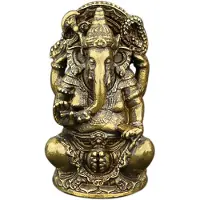 Semoic Seigneur Ganesha Statue Bouddhiste éLéPhant Dieu Sculptures Ganesha Figurines en Laiton Maison Jardin Bouddha DéCoration Modèle Cadeau