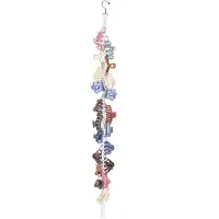 Semoic Organisateur de Pinces à Cheveux en Macramé avec Crochet Rotatif et 20 Anneaux Métalliques, Support et Rangement Suspendu pour Pinces à Cheveux