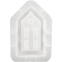 Tlily Maison Bougeoir Moule en Silicone BRICOLAGE à la Main Fenêtre Maisons Plâtre Béton Résine Chandelier Artisanat Moulage Moules S