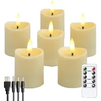 Tlily Bougies LED, Bougies Sans Flamme Vacillante, Bougie Rechargeable, Bougies en Cire Véritable avec Télécommande, Blanc Laiteux