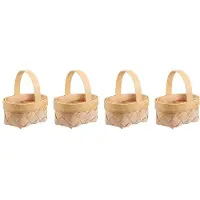 Semoic 4 PièCes Panier Tissé avec PoignéE Mariage Fleur Fille Panier Fleur Bonbons Chocolat BoîTe-Cadeau Cadeau de FêTe de Mariage
