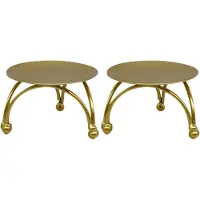 Semoic European Style Bougeoir Bougeoirs en Fer RÉTro Table Ronde DorÉE pour La Maison Ornement de FÊTe 2 Pcs