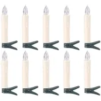 Semoic Bougies Coniques LED Sans Flamme avec Télécommande et Pinces, Blanc Chaud, Lot de 10 pour Noël et les Mariages