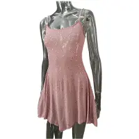 Kepptory Robe Moulante Transparente à Sequins et Fines Bretelles pour Soirée de Rentrée Scolaire (Adolescentes) Rose S