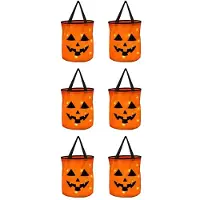 Semoic Seau Lumineux à LED pour Halloween, Sacs à Bonbons Citrouille, Panier D'Halloween pour Thanksgiving, Cadeau de 5 Pièces
