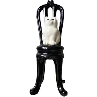 Semoic Figurine de Chat et de Chaise Ornements Décoratifs Vintage Décoration de la Maison Ornements de Bureau Cadeau Exquis