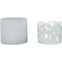 Semoic Moule en Silicone pour Bougeoir de Maison Creuse à Faire Soi-Même, Bougeoir, Château, Maison, Plâtre, Lampe, Décoration D'Ambiance, Moule B